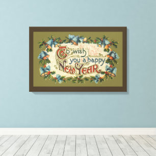 Om u een gelukkig nieuwjaar te wensen, Victoriaan Canvas Afdruk