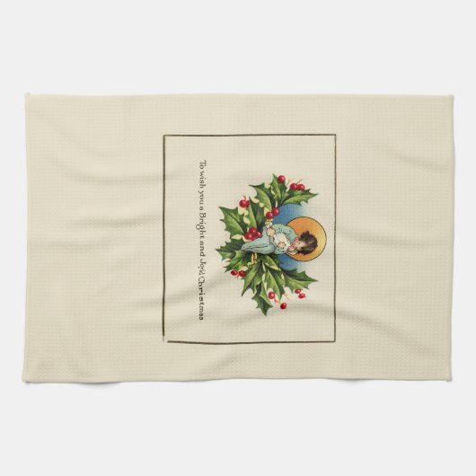 Om u een heldere en vrolijke Kerstmis te wensen Theedoek (Horizontaal)