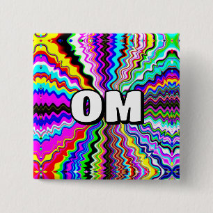 OM ( u kunt het woord wijzigen ) Vierkante Button 5,1 Cm