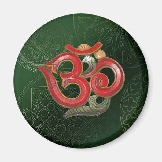 OM vert rouge yoga hindu Magnet (Devant)