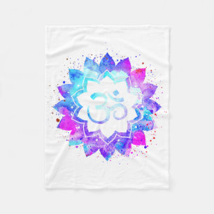 *~* OM Wit Roze Paarse Lotus Flower Mandala Fleece Deken