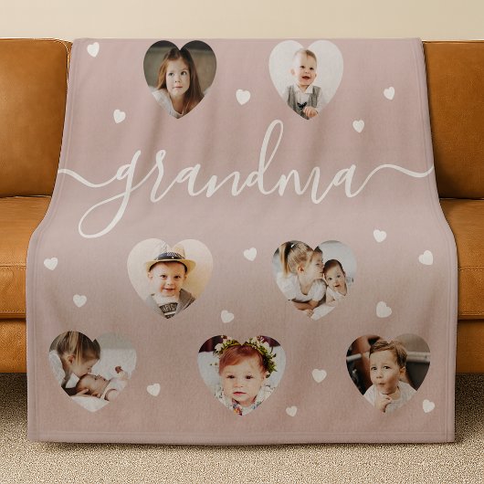 Oma 10-foto collage Elegante script roze stof Fleece Deken