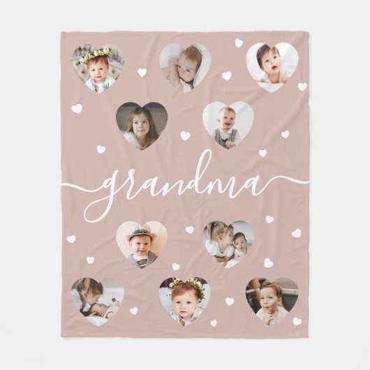 Oma 10-Photo Collage Elegant Script Dusty Pink Fleece Deken (Voorkant)