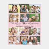 Oma 12 Photo Collage Pink Fleece Deken (Voorkant)