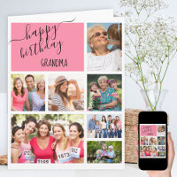 Oma 7 fotocollage roze gepersonaliseerde verjaarda