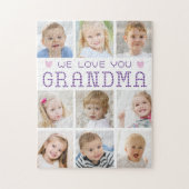 Oma 9 fotocollage harten aangepaste kleuren legpuzzel (Verticaal)