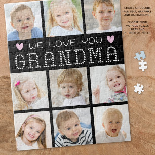 Oma 9 fotocollage harten aangepaste kleuren legpuzzel