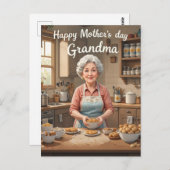  oma bakken Moederdag retro Briefkaart (Voorkant / Achterkant)