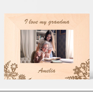 Oma Bloemen Gegraveerd Houten Frame Cute