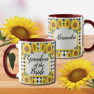 Oma Bride Gepersonaliseerd Gingham Sunflower  Koffiemok