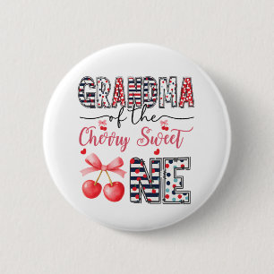 Oma Cherry Schattige Eén Cute Verjaardag Familie Ronde Button 5,7 Cm