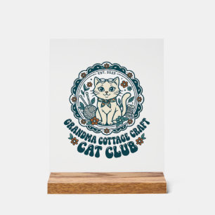 Oma Cottage Ambacht Kat Dier Liefhebber Shirt Kuns Acryl Bord