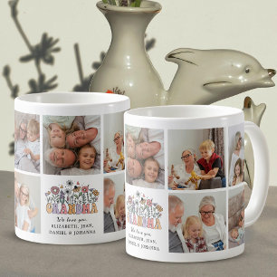 Oma Cute Retro Grilleg Bloemen Foto Collage Koffiemok