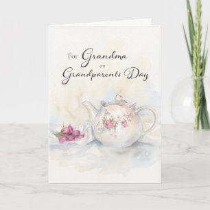 Oma dag voor oma roze bloemenvormige theepot kaart
