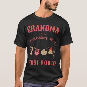 Oma Eerste Rodeo 1e Verjaardag Cowboy Familie Mat T-shirt