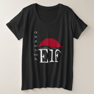 Oma Elf Vakantie Kerstkat Zwarte Tekst Grote Maat T-shirt