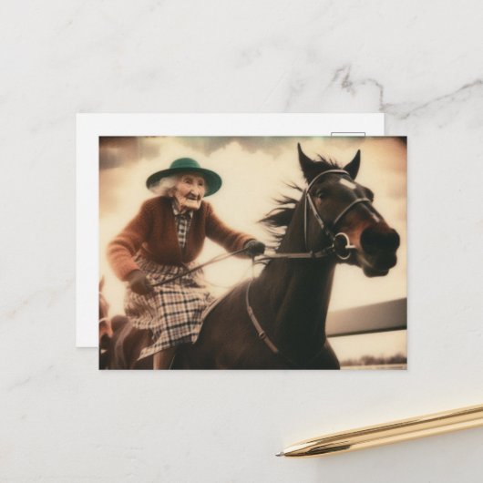 Oma en haar renpaard briefkaart (Voorkant / Achterkant in situ)