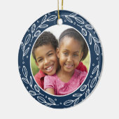 Oma en opa Navy Blue Kerstmis Afbeelding Keramisch Ornament (Links)