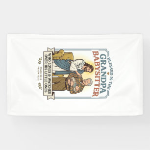 Oma en opa van Jezus babysitten humor T-shirt gelo Spandoek