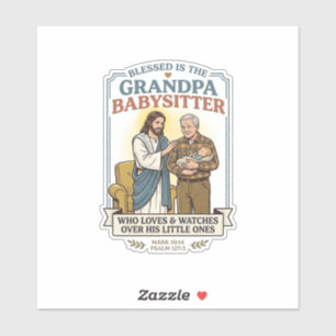 Oma en opa van Jezus babysitten humor T-shirt gelo Sticker