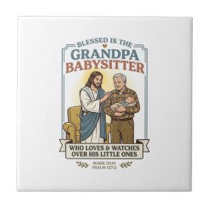 Oma en opa van Jezus oppassen humor T-shirt geloof Tegeltje
