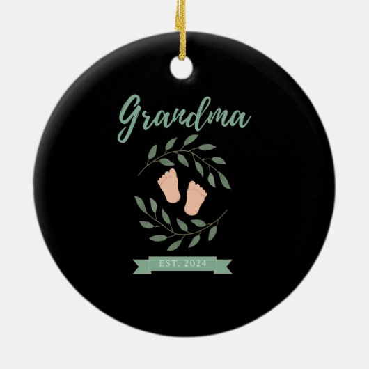 Oma Est. 2024 Keramisch Ornament (Achterkant)