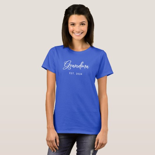 oma | Est. Datum in stijlvol script T-shirt (Voorkant volledig)