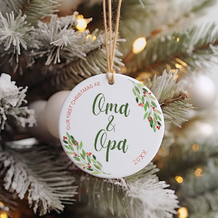 Oma et Opa premier ornement en céramique de Noël