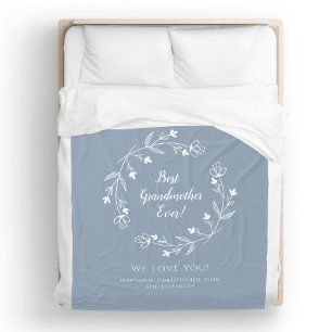 Oma familiestuk kleinkinderen stoffig blauw fleece deken