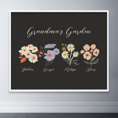 Oma Flower Garden Custom 4 Naam  Bloemen Poster