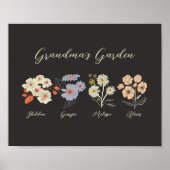 Oma Flower Garden Custom 4 Naam  Bloemen Poster (Voorkant)