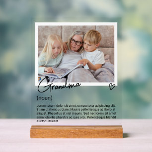 Oma foto en gepersonaliseerde zelfstandig naamwoor acryl bord