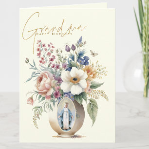 Oma Gefeliciteerd Verjaardag Bloemrijk Religieus Bedankkaart