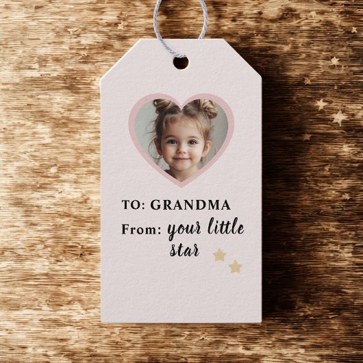 "Oma – gepersonaliseerde foto 'Little Star Cadeaulabel