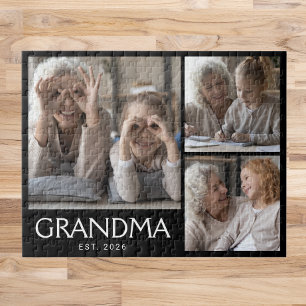 Oma Gevestigde Typografie Zwart 3 Foto Legpuzzel