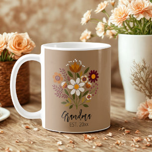 Oma gift foto girly floral koffie mok