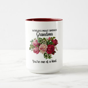 Oma Gifts - Badass Een van een Kind - Bloemen Mok