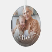 Oma Grandma Script Overlay Glas Ornament (Voorkant links)