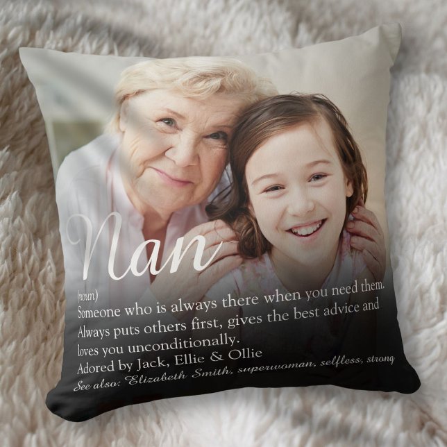 Oma, Grandmoeder Definition Script Photo Kussen (Grandma, Grandmother Definition Script Photo Throw Pillow)
