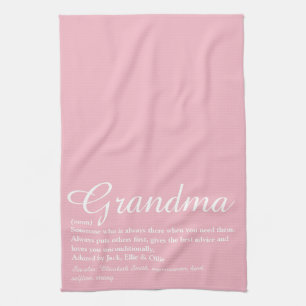 Oma, Grootmoeder Definitie Script Roze Theedoek