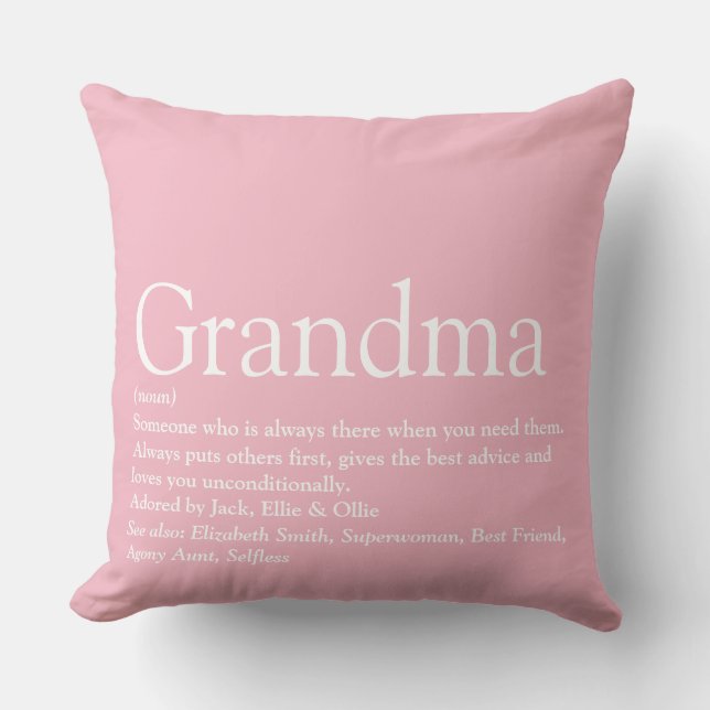 Oma Grootmoeder Definitie Zegge Roze Groot Kussen (Voorkant)