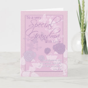 Oma, Grootouders Dag Kaart - Roze, Vlinders