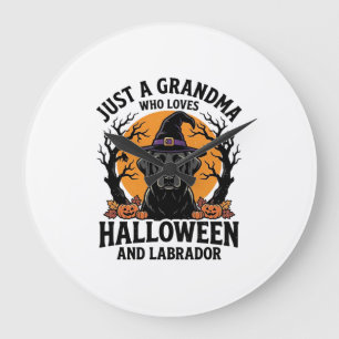 Oma Halloween Labrador Grappig Vintage_1 Grote Klok