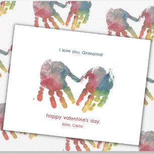 Oma Hart Handafdrukken Valentijnsdag Feestdagenkaart