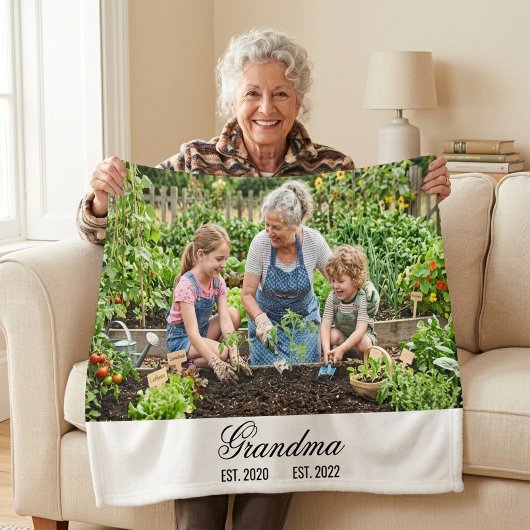 Oma heeft een persoonlijk cadeau met foto gemaakt fleece deken