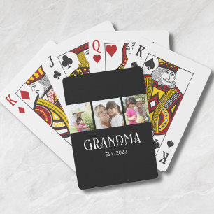 Oma heeft Modern Schrift 3 Foto ingesteld Pokerkaarten