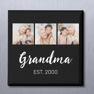 Oma heeft Modern Schrift 3 Foto Zwart ingesteld Magneet