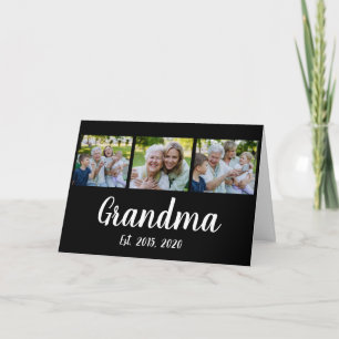 Oma heeft modern schrift zwart 3 foto ingesteld bedankkaart