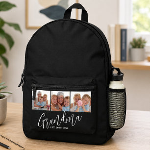 Oma heeft modern schrift zwart 3 foto ingesteld bedrukte rugzak