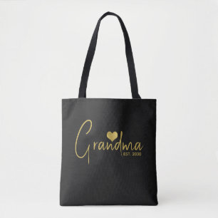 Oma heeft nieuwe oma cadeau goud zwart opgericht draagtas
